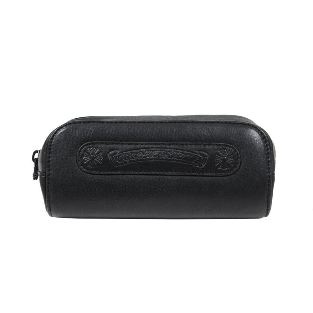Chrome Hearts Black Embossed Leather Pouch